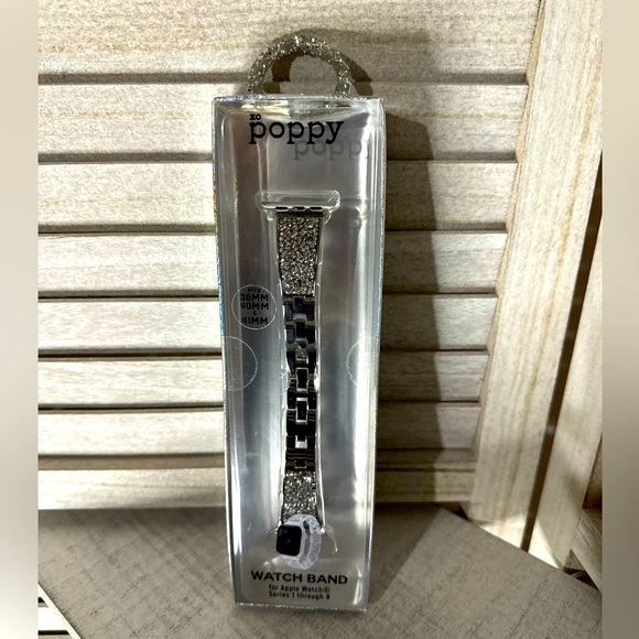 NEW• POPPY GLITZ N GLAM SILVER FUN APPLE WATCH BAND• NWT - Picture 2 of 11